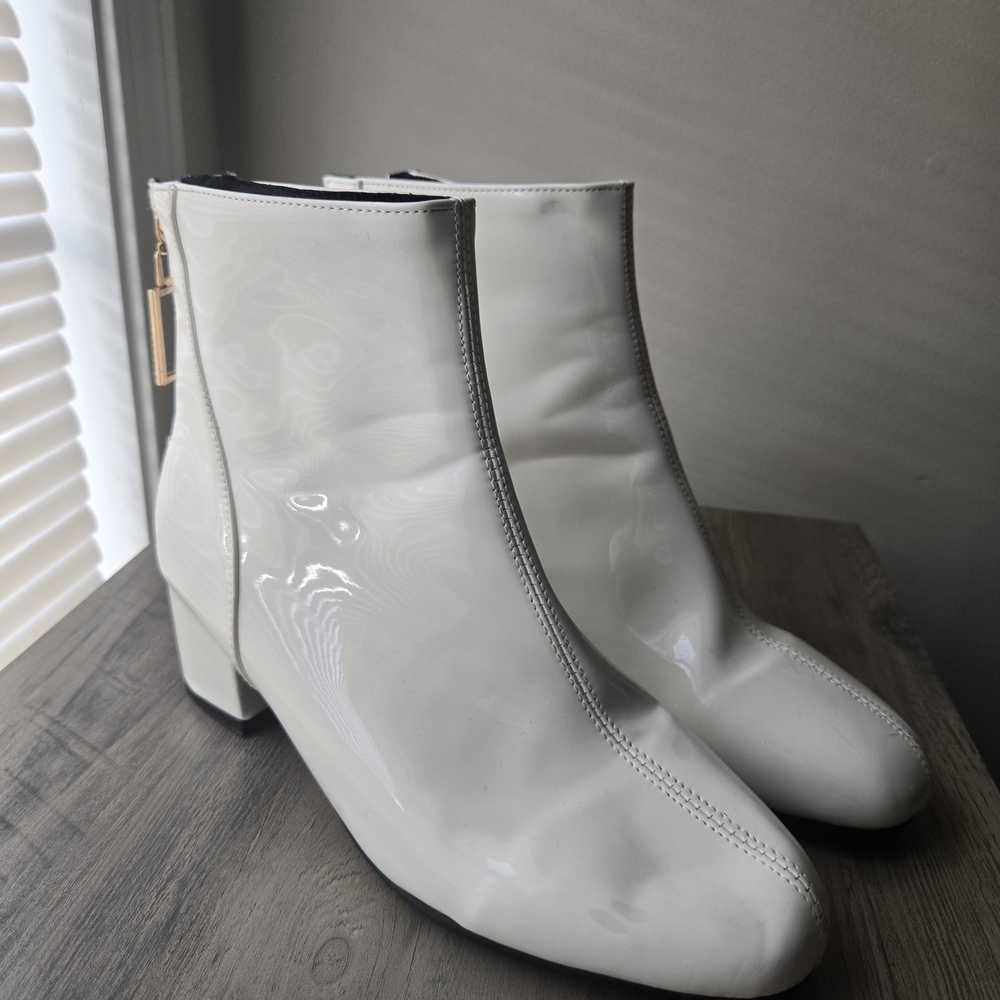 Sleek White Ankle Booties with Side Zipper